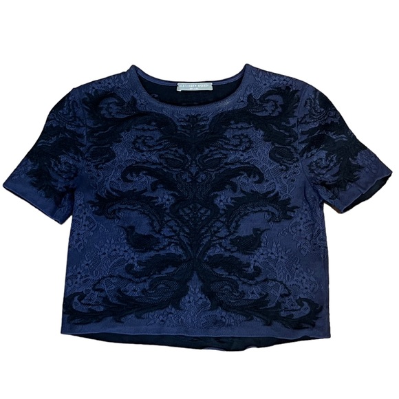 Alexander McQueen Bicolor Spine Lace Jacquard Knit Crop - Picture 5 of 10